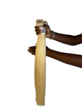 Brazilian Natural Straight 100% Human Hair Double Wefted Blonde Color 613