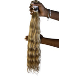 Brazilian Natural Body Wave 100% Human Hair Extensions Double Wefted in Color Natural Blonde with Highlights